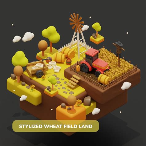 3d Stylized Wheat Field Environment Pack Low Poly 3d Model Low Poly 3d