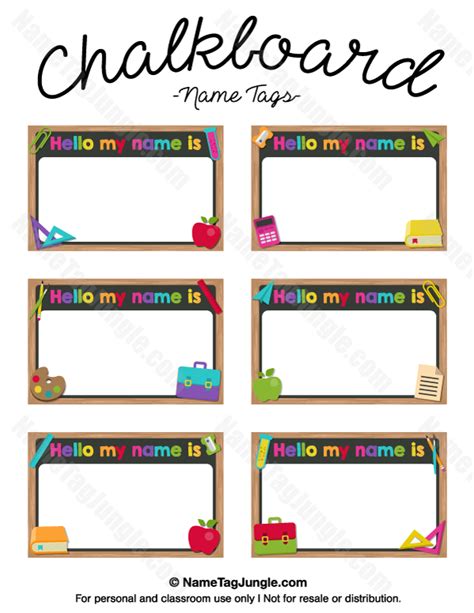 Printable Chalkboard Name Tags