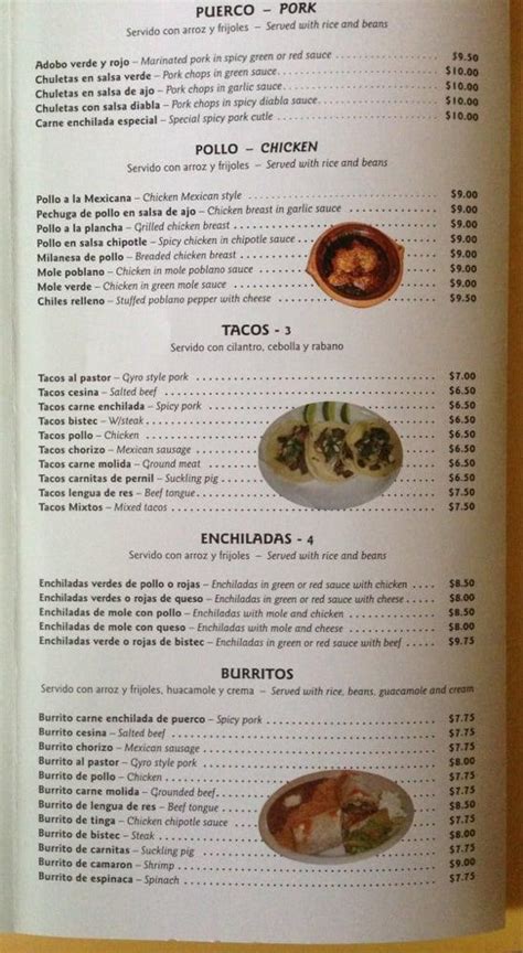 Menu At Mi Pueblito Restaurant Kearny