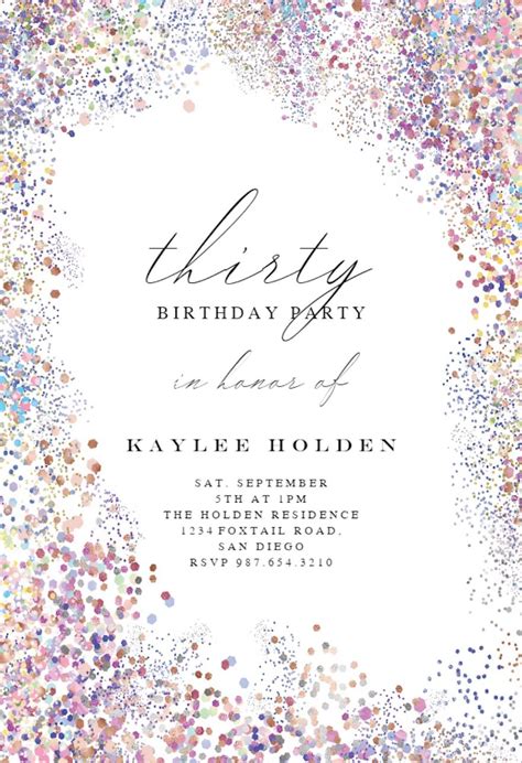 Rainbow Confetti Frame Birthday Invitation Template Free Greetings Island Artofit