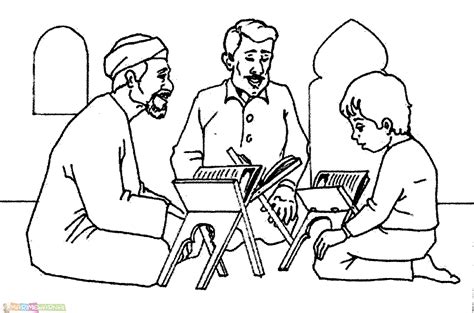 Gambar Mewarnai Orang Sholat