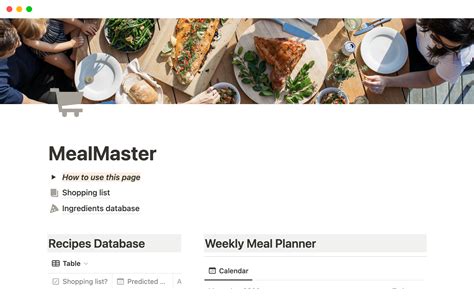 Notion 노션 템플릿 갤러리 MealMaster