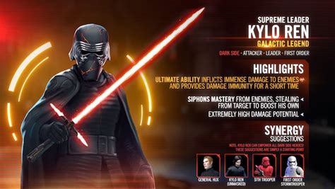 Swgoh Best Mods For Supreme Leader Kylo Ren Galactic Legend Gaming