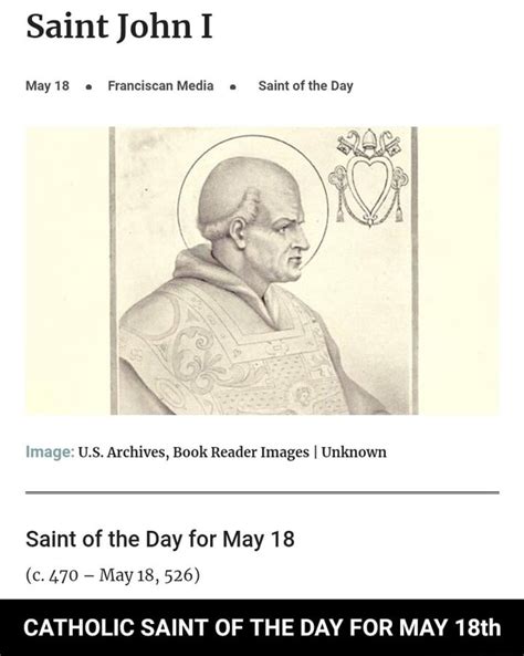 Saint John I May Franciscan Media E Saint Of The Day Ye Us