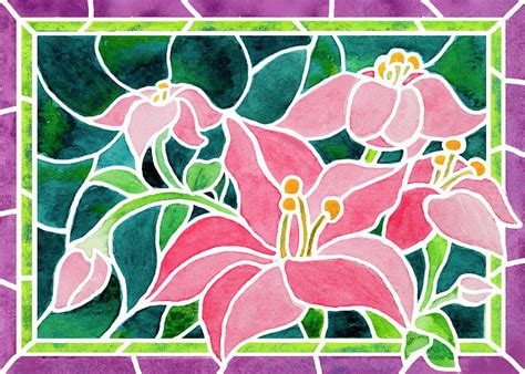 Day Lilies In Stained Glass Painting By Janis Grau Pixels