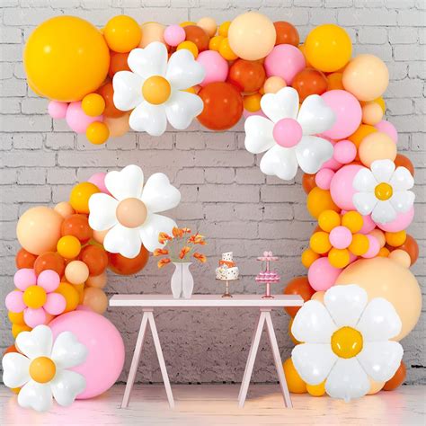 Amazon Daisy Balloon Garland Arch Kit Macaron Pink Nude Lemon