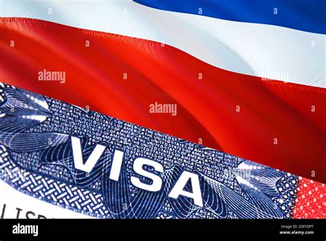 Costa Rica Visa Document With Costa Rica Flag In Background Costa
