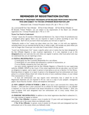 Fillable Online Sex Offender Duties Form Community Fax Email Print PdfFiller