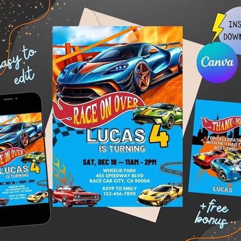Hot Wheels Canva Template Etsy Canada