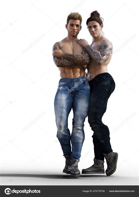 Erotic Gay Couple Standing Together Illustration Stock Photo SHWDesign 472175730