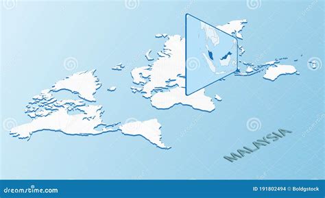 Mapa Mundial En Estilo Isométrico Con Mapa Detallado De Malasia Mapa