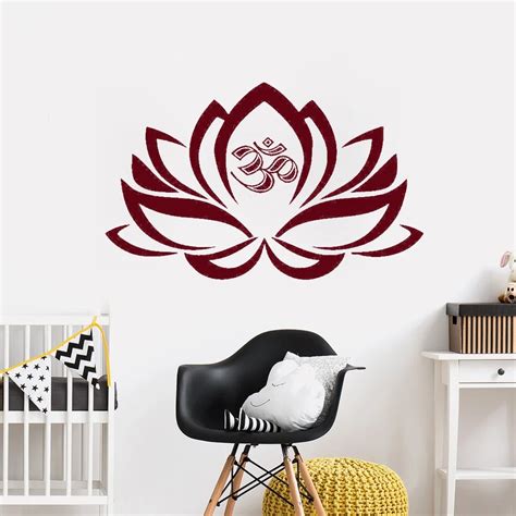 Yoga Lotus Flower Om Decal Vinyl Wall Sticker In Wall Stickers From