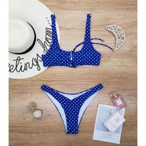 Maillots de bain femmes 2 pièces Sexy Plage Swing dot Gathering imprime sexy bikini Classique