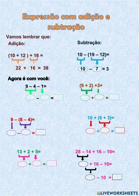Expressoes Numericas 4 Ano Adição E Subtração - Expressão numérica adição e subtração 1084043 | ANA