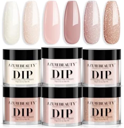 Amazon Azurebeauty Dip Powder Nail Kit Starter Nude Clear Pink Glitter Neutral Skin