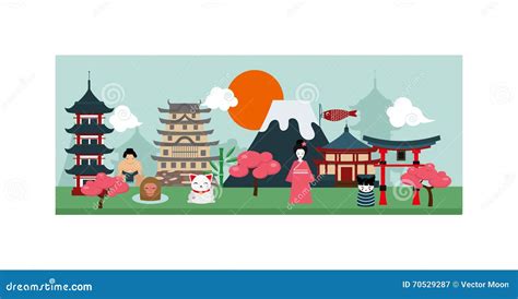 Japan Poster Scenery Banners Concept Culture Design Vector