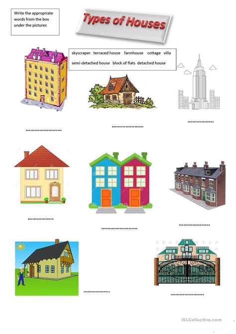 Types Of Homes Worksheets Types Of Houses Different Types Of Houses