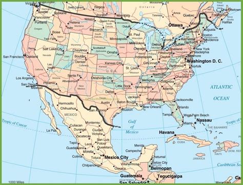 USA and Mexico Map