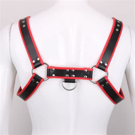 Men Lingerie Faux Leather Body Chest Harness Bondage Outfit Costume Homme Black Red Sexy