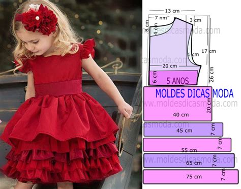 MOLDE VESTIDO VERMELHO 5 ANOS 27 Moldes Dicas Moda