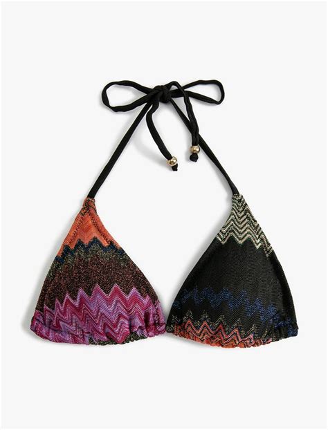 Mavi Kadın Üçgen Bikini Üstü Simli SAK BM Koton