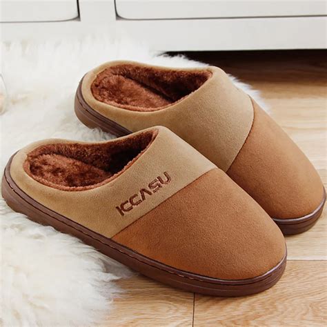 Home Slippers For Men Soft Indoor Shoes 2019 Hot Flock Warm Winter Mens