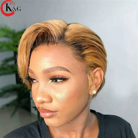 Perruque Pixie Cut Bob Lace Front Human Hair Wigs Middle Etsy