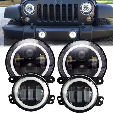 Kit Faros Led Ojo De Angel Para Jeep Wrangler Sahara Jk Env O Gratis