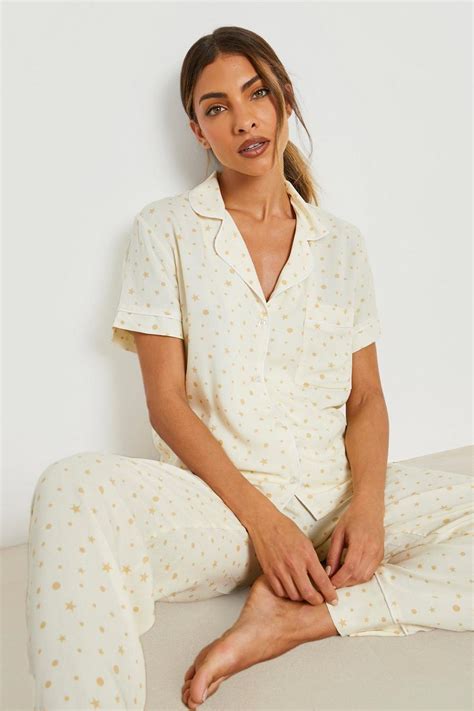 Star And Spot Woven Pyjama Trouser Set Boohoo Uk