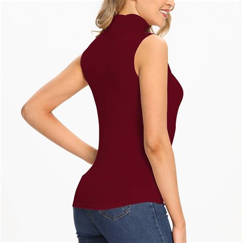 Anyfit Wear Womens Mock Turtleneck Tank Top Sleeveless Slim Fit Top Basic Solid Layer Shirt