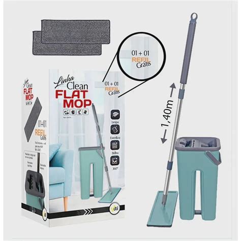 Rodo Flat Mop E Balde Lava E Seca Profissional 2 Refis Submarino