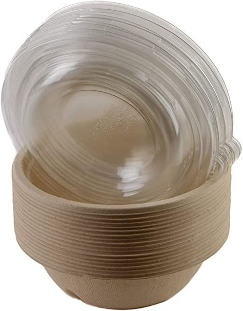 Pack Oz Round Deep Disposable Compostable Bowls With Lids