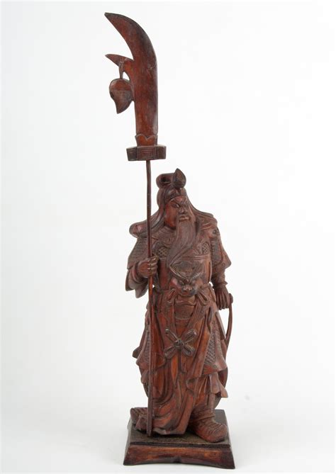 Description A Chinese Wood Carving Of General Guan Yu Cm High The