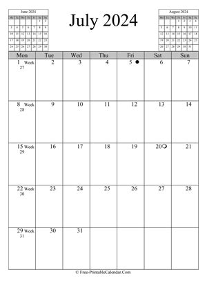 Editable 2024 July Calendar