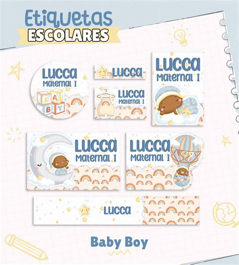 100 Etiquetas Escolares Personalizadas - Baby Boy | Elo7