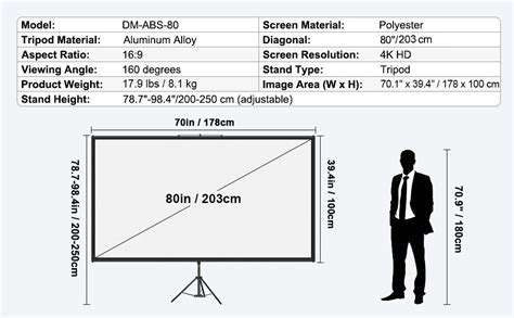 Vevor Tripod Projector Screen With Stand Inch K Hd Projection