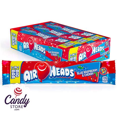 Airheads Big Bar 2 In 1 Blue Raspberry And Cherry 24ct