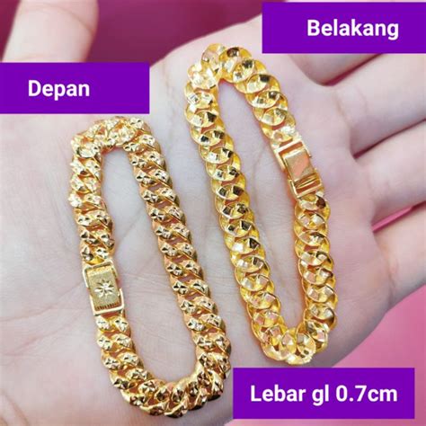 Jual Gelang Anak Rantai Sisik Naga Kopong Perak Asli Lapis Emas