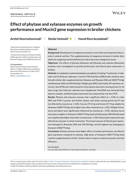 PDF Effect Of Phytase And Xylanase Enzymes On Growth Performance And