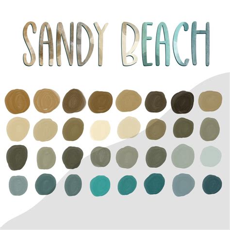 Sandy Beach Color Palette For Procreate Tropical Blue Sky Blue Sea