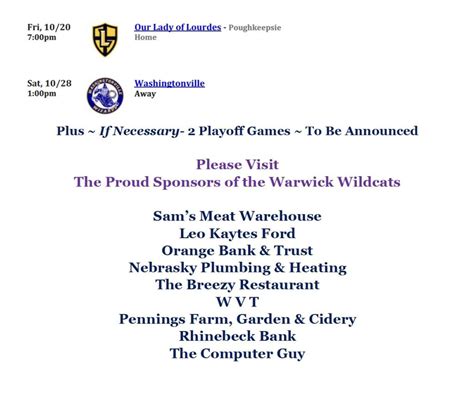 Warwick Wildcats 2023 Schedule - WTBQ AM 1110 FM 93.5