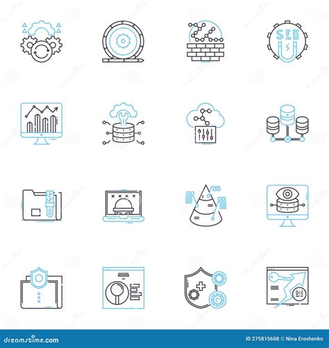 Cyber Security Linear Icons Set Encryption Firewall Malware