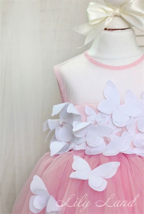 Blush pink girl Dress 3D butterfly dress dress for baby | Etsy