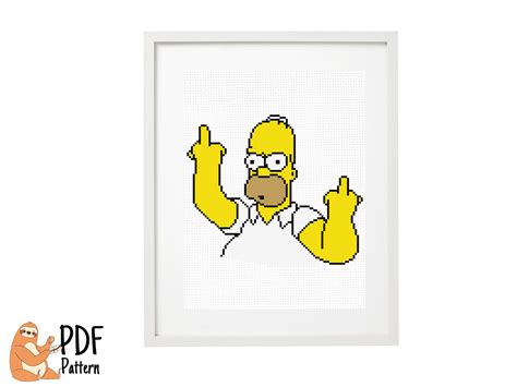 Homer Simpson Fuck Cross Stitch Pattern The Simpsons Etsy