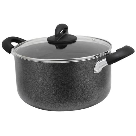 Oster Clairborne 6 Qt Round Aluminum Nonstick Dutch Oven In Charcoal Gray With Glass Lid