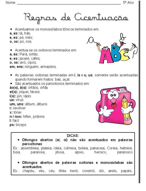 Atividade De Acentuação 5 Ano - AMIGA DA EDUCAÇÃO.: REGRAS DE ACENTUAÇÃO - 5º ANO - ATIVIDADES.