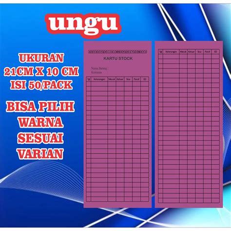 Jual Kartu Stok Obat Isi 50 Lembar Bolak Balik Kartu Stok Barang Non