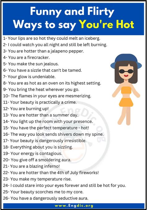 53 Flirty Funny Ways To Say Youre Hot Flirty Funny Interesting English Words Deep