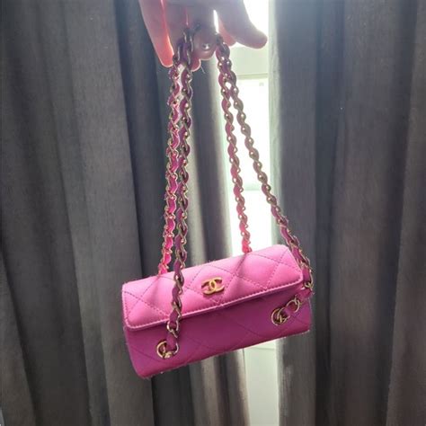 Chanel Bags Chanel Hot Pink Fuchsia Magenta Barbiecore Barrel Vegan Quilted Silk Gold Rare
