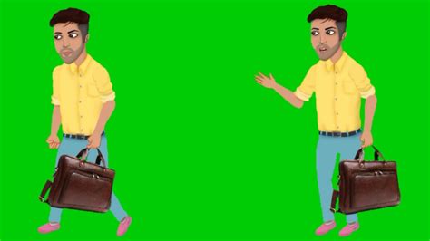 Green Screen Office Man Cartoon Characteroffice Man Green Screengs